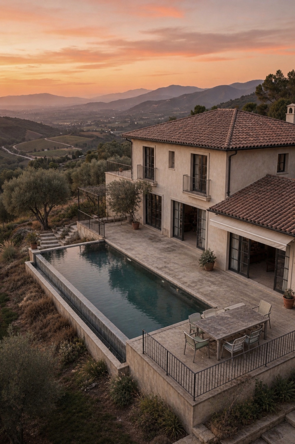 Hillside villa before exterior redesign